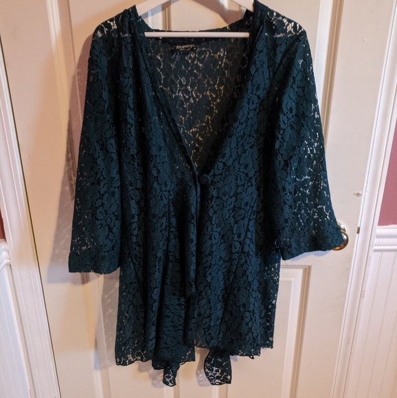 Lee Andersen Tops - Lee Anderson Green Lace Cardigan
